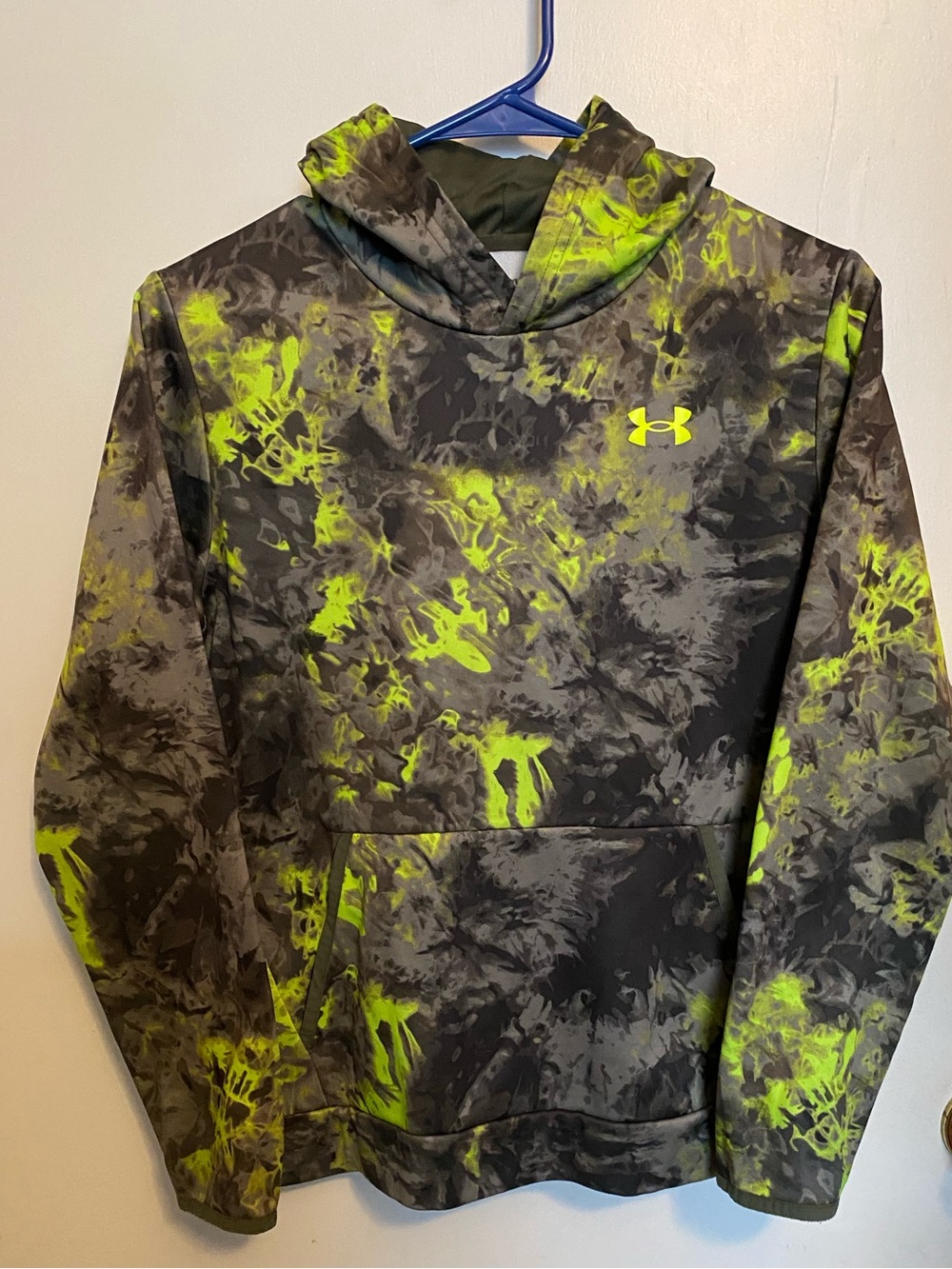 Under Armour Boys' Camo Hoodie - Gray & Neon Yellow